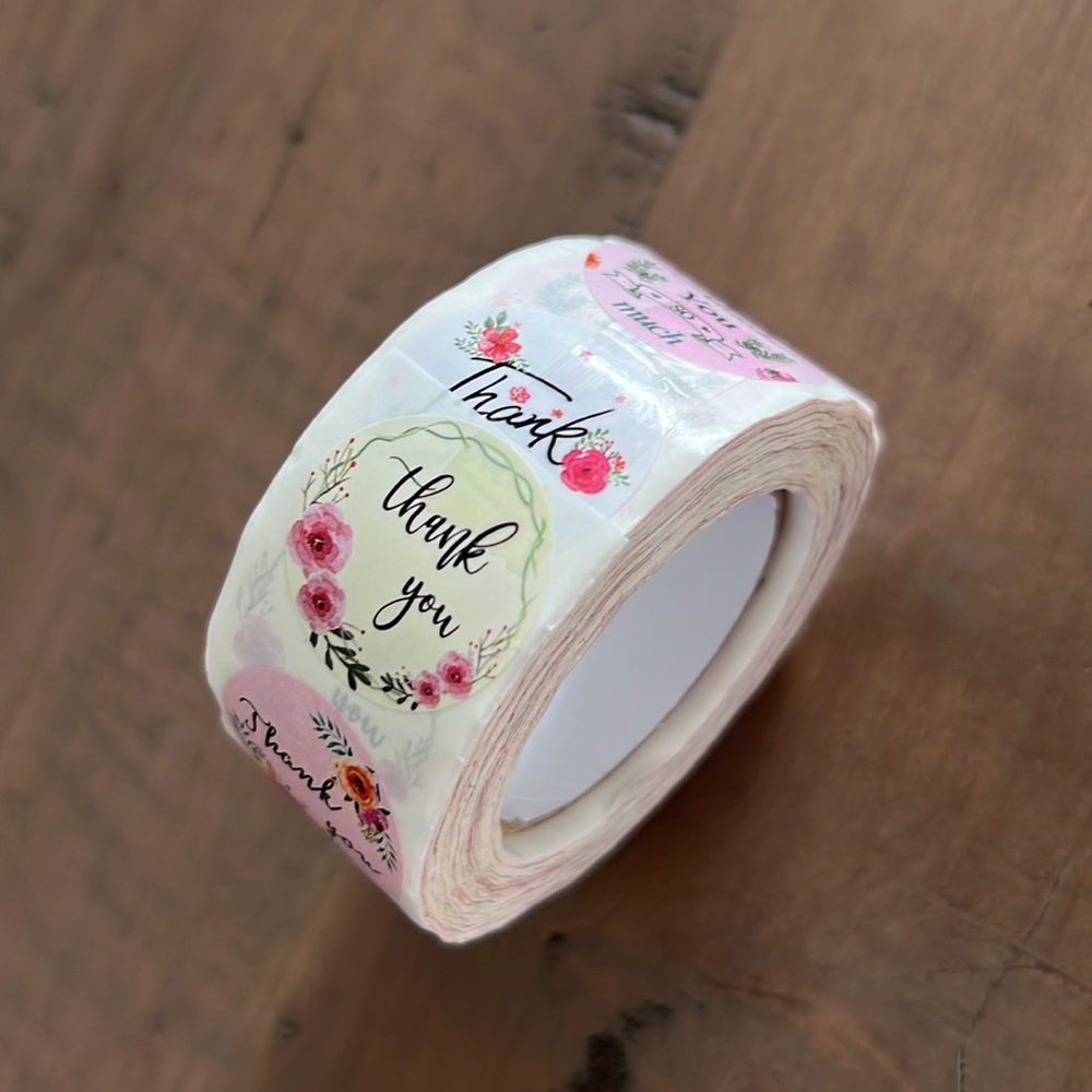 500 pcs Thank You Stickers 1" inch (8 Designs)
